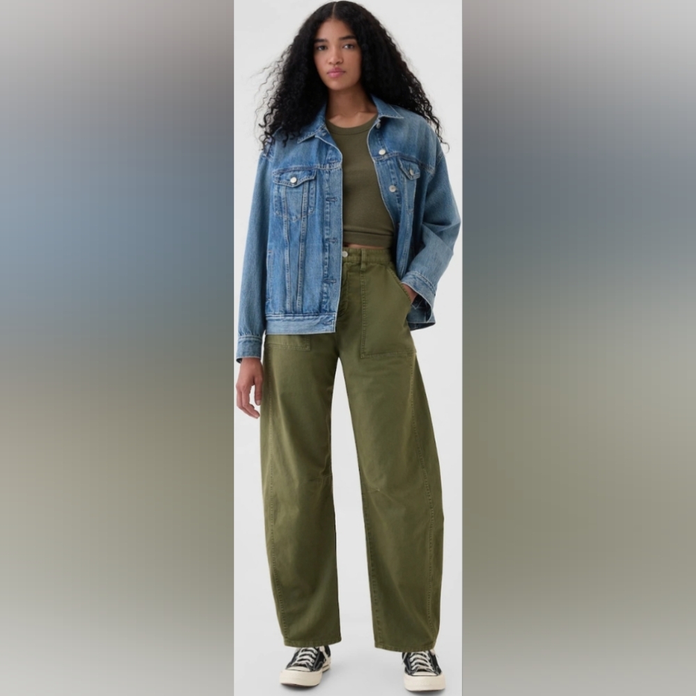 Gap Mid Rise Twill Barrel Pants